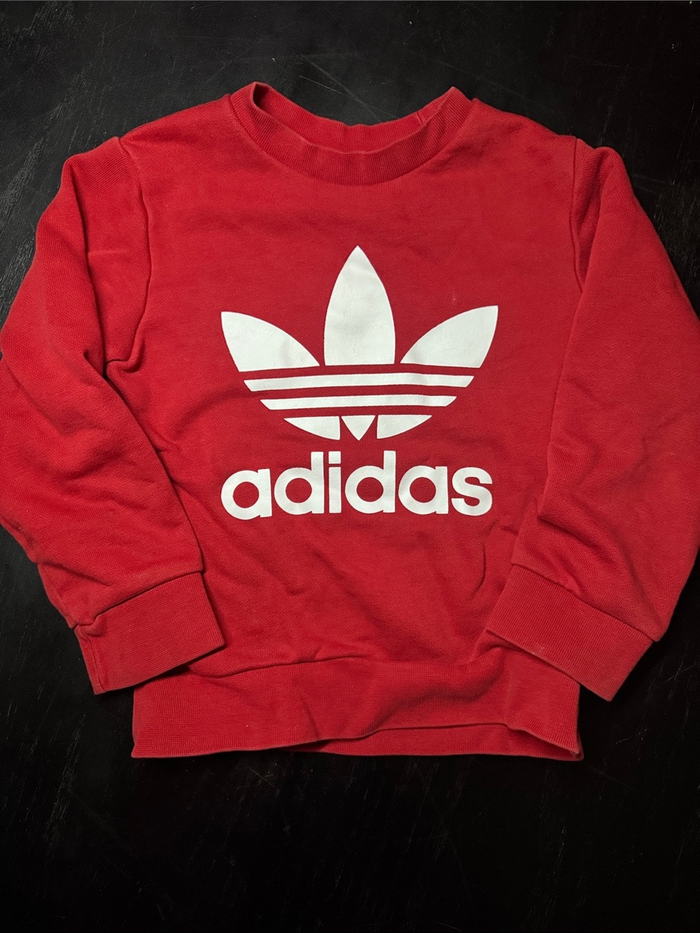 adidas Red Crewneck with White Trefoil Logo